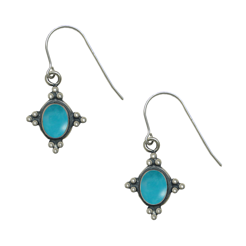 Sterling Silver Small Turquoise Gemstone Drop Dangle Earrings